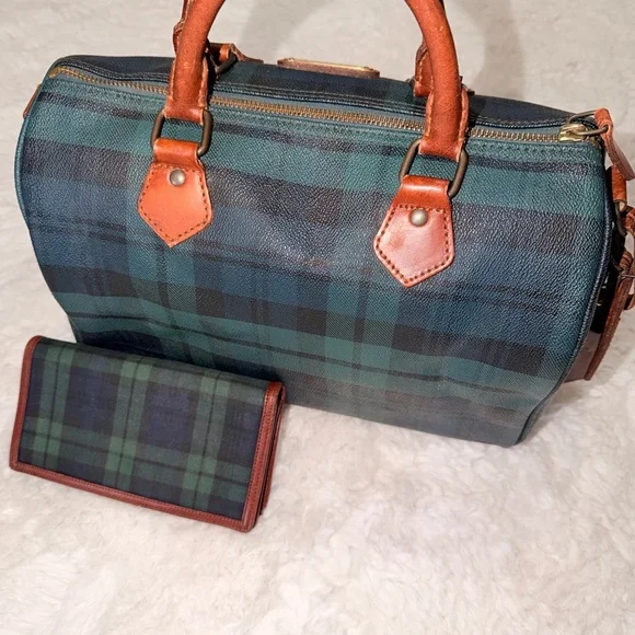 Ralph Lauren Tartan Plaid Boston bag set - Picture 6 of 16